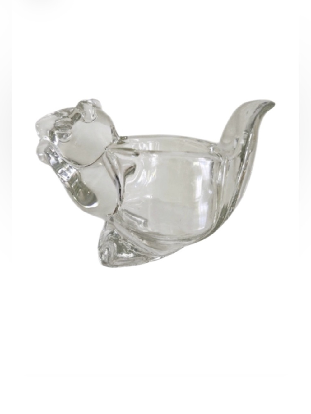 Avon clear glass squirrel votive candle holder